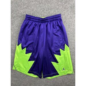 Jordan Basketball Shorts Mens Medium Purple Green Pockets Polyester Retro Style